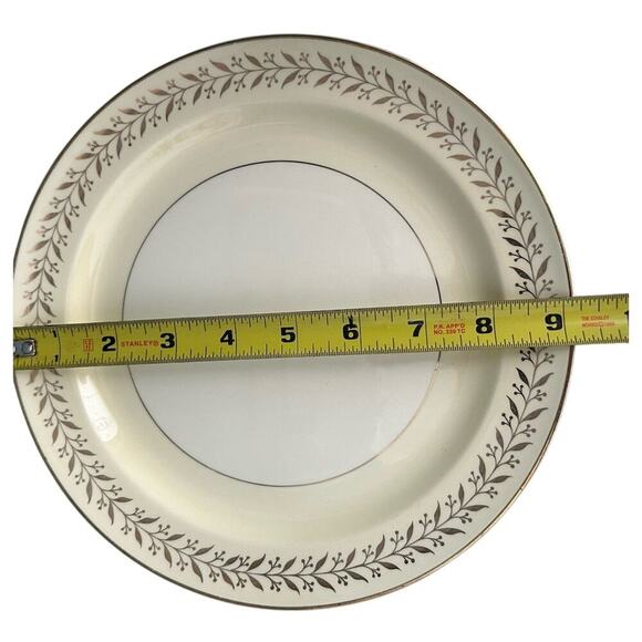 Taylor Smith & Taylor “Daphne” Cream Gold Set Lunch Plate 8” Bowl Tea Cup Saucer - Picture 9 of 10